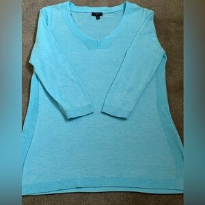 Talbots Blue V-Neck Sweater Elegant Knit Design